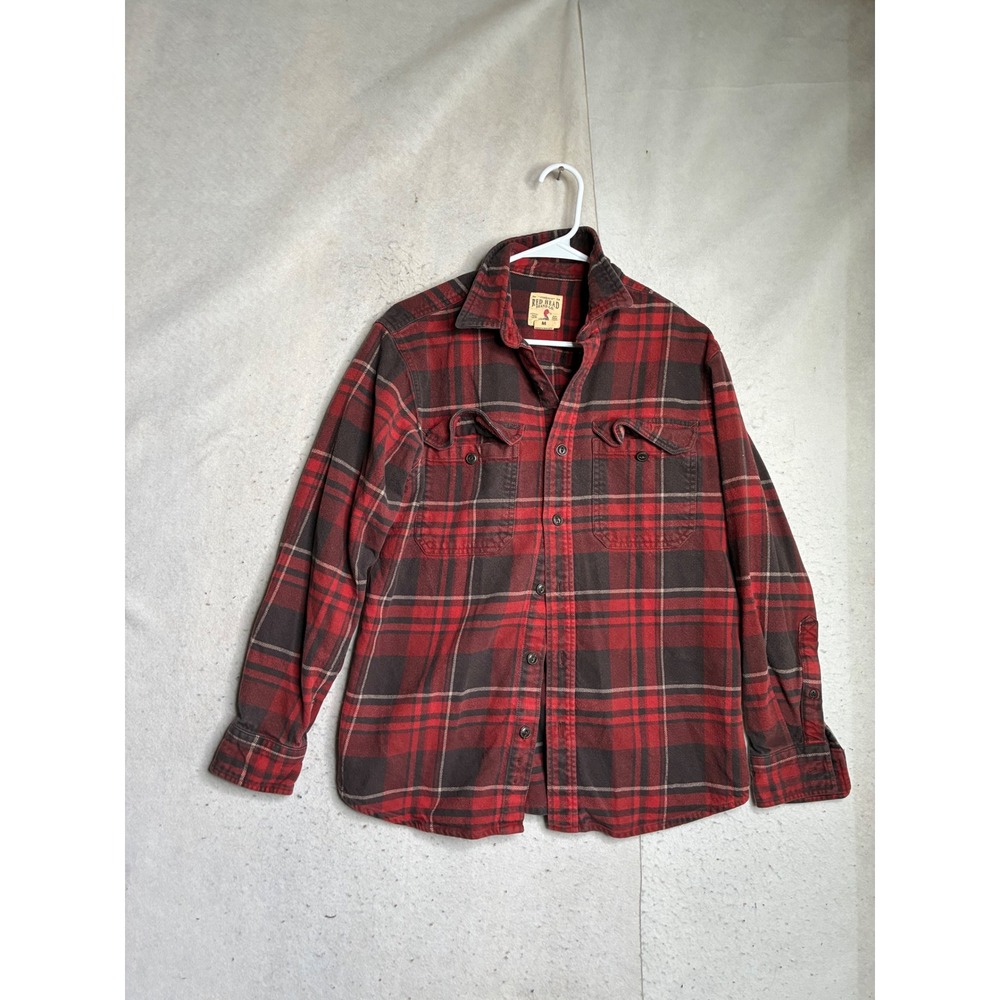RedHead Brand Co Mens M Red Black Plaid Flannel Button Down Shirt 100% Cotton